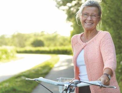Older woman on a bike